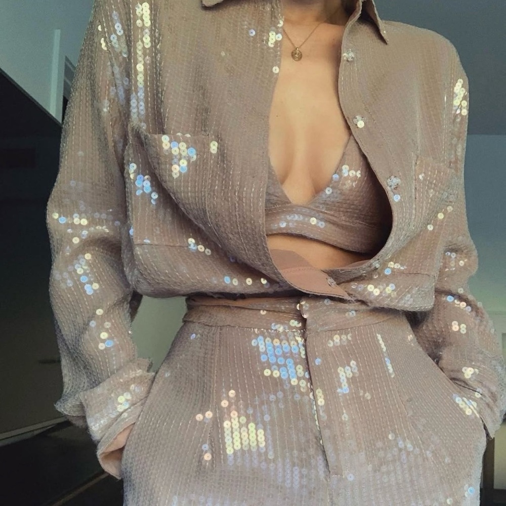 JLUXLABEL - Tan Sequin Bra